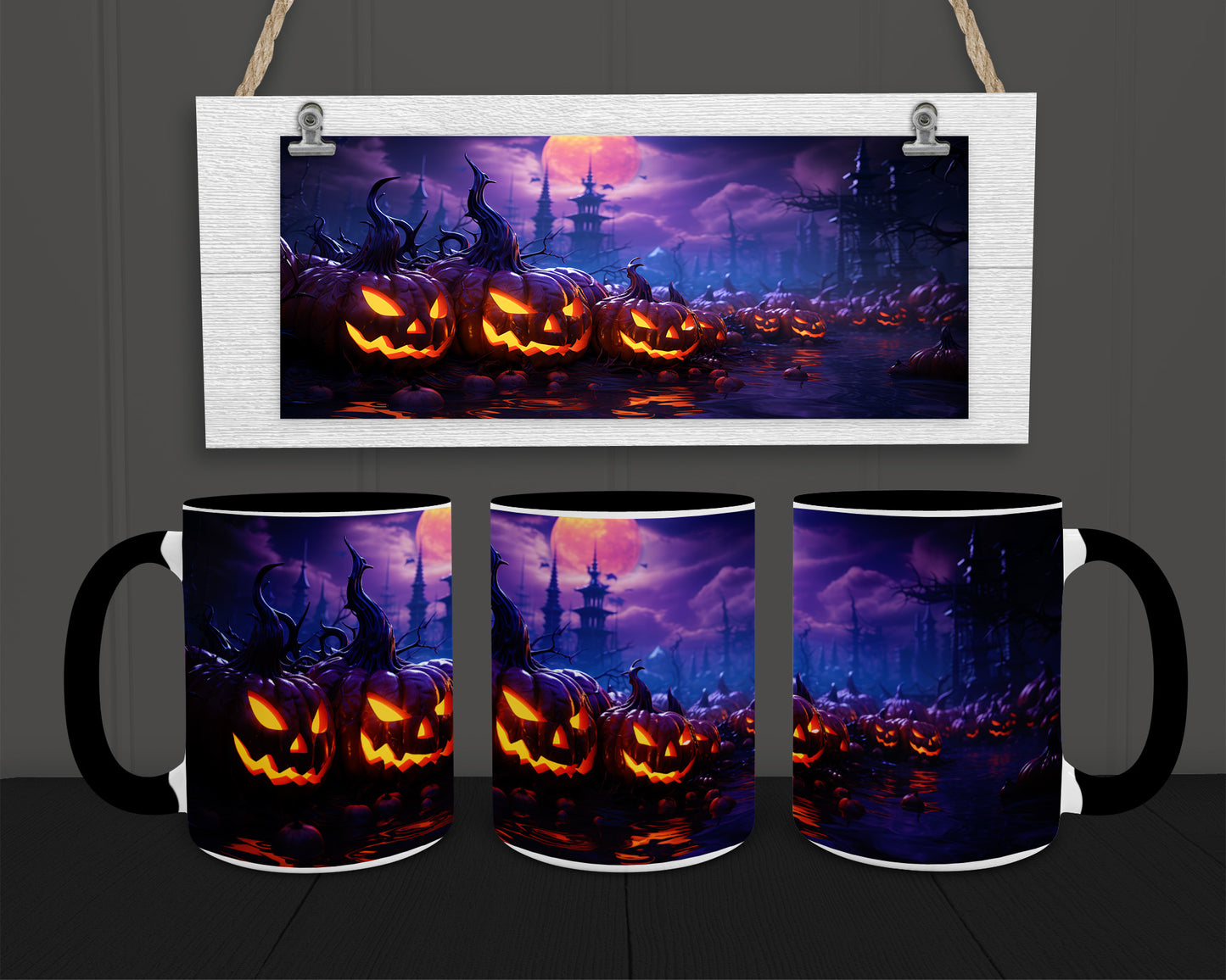 Pumpkin Horde 15oz Coffee Mug w Black Trim