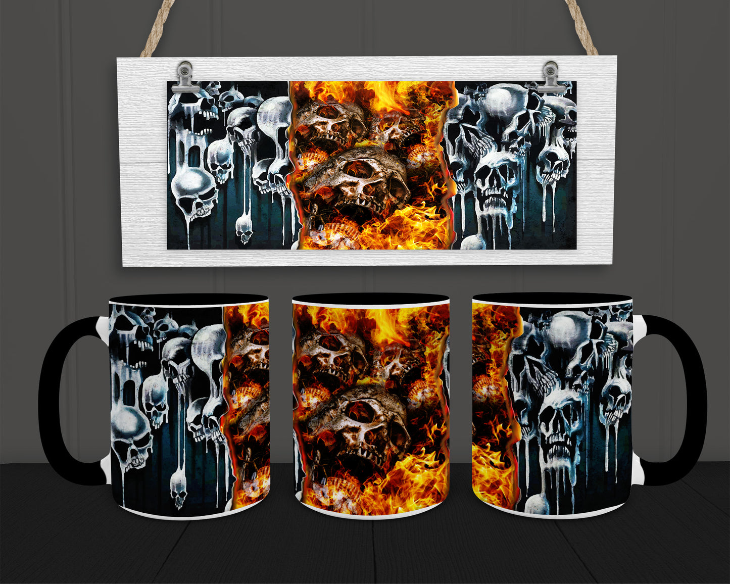 Melted Skulls 15oz Coffee Mug w Black Trim