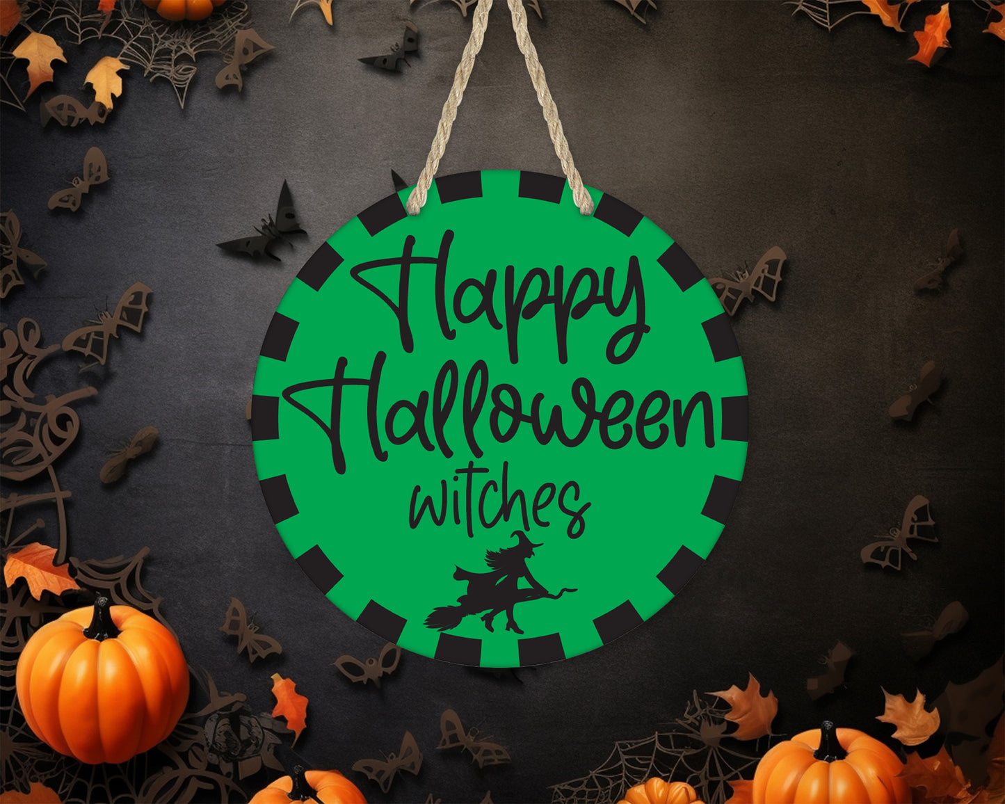 Happy Halloween Witches - 10" Round Door Hanger