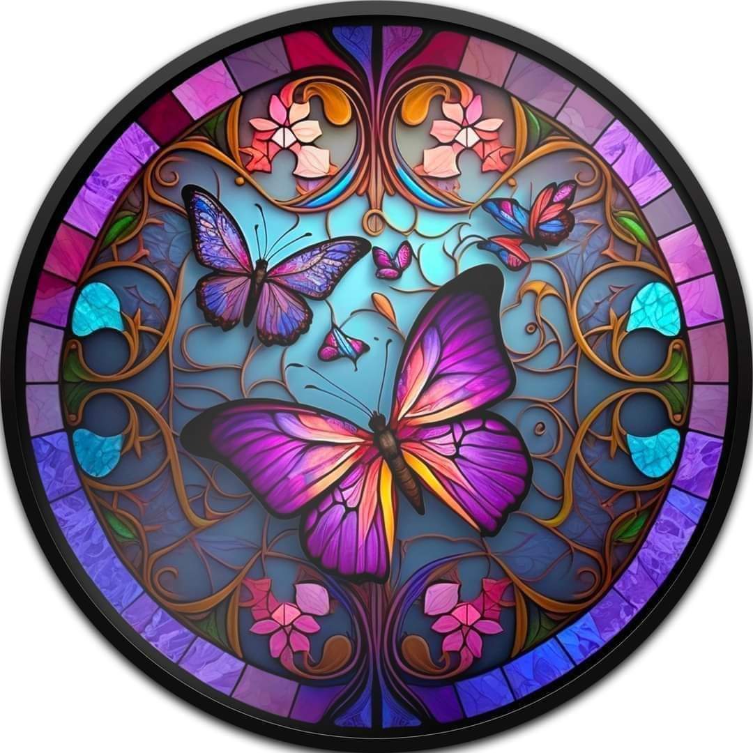 Stained Glass Butterflies 10" Wind Spinner