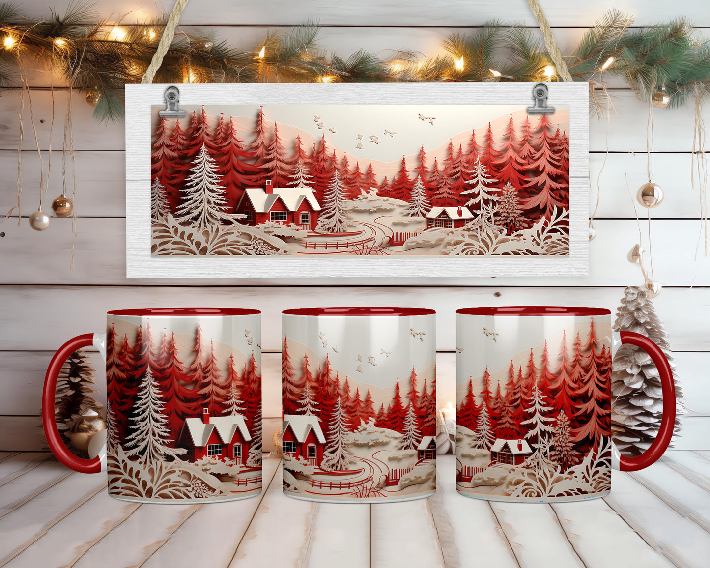3D Christmas View Coffee Mug