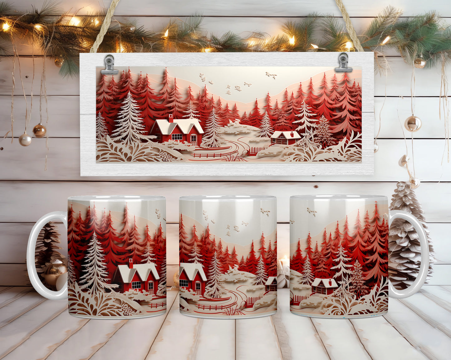 3D Christmas View Coffee Mug