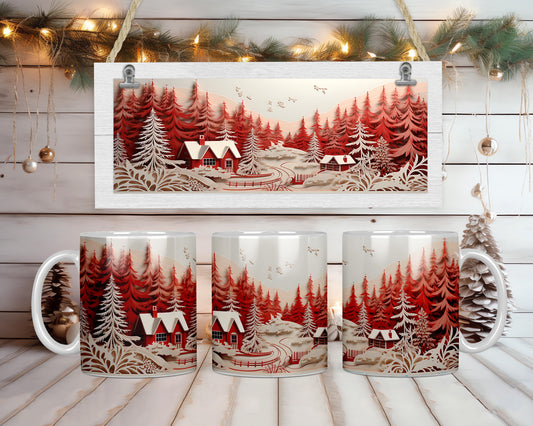 3D Christmas View Coffee Mug