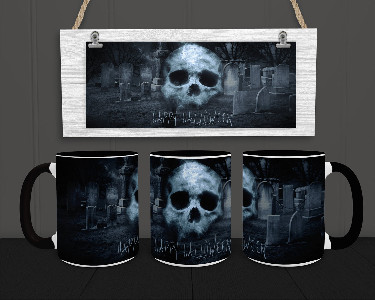 Cemetery 15oz Coffee Mug w Black Trim