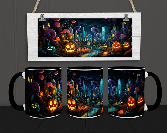 Whimsical Halloween 15oz Coffee Mug w Black Trim