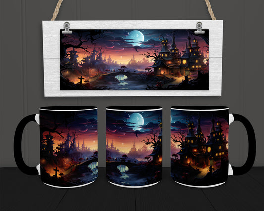 Spooky Landscape 15oz Coffee Mug w Black Trim