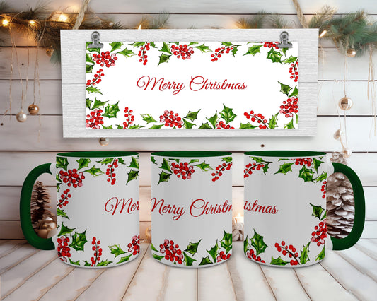 Merry Christmas Holly Coffee Mug