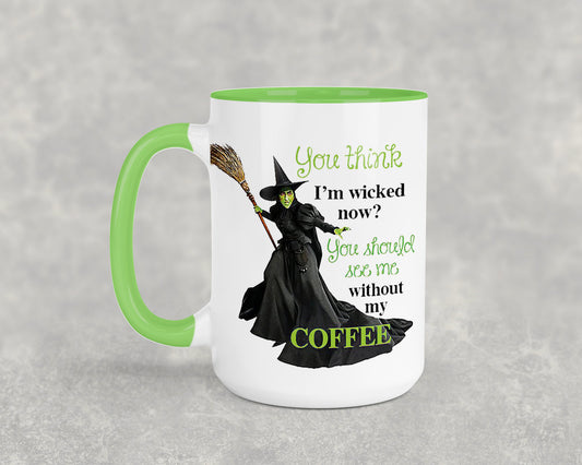 Wicked Coffee 15oz Coffee Mug w Light Green Trim
