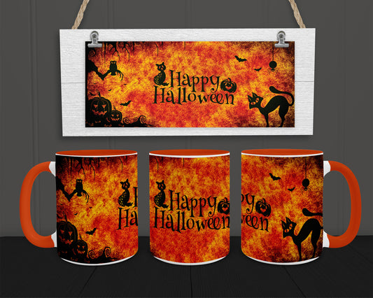 Halloween Silhouette 15oz Coffee Mug w Orange Trim