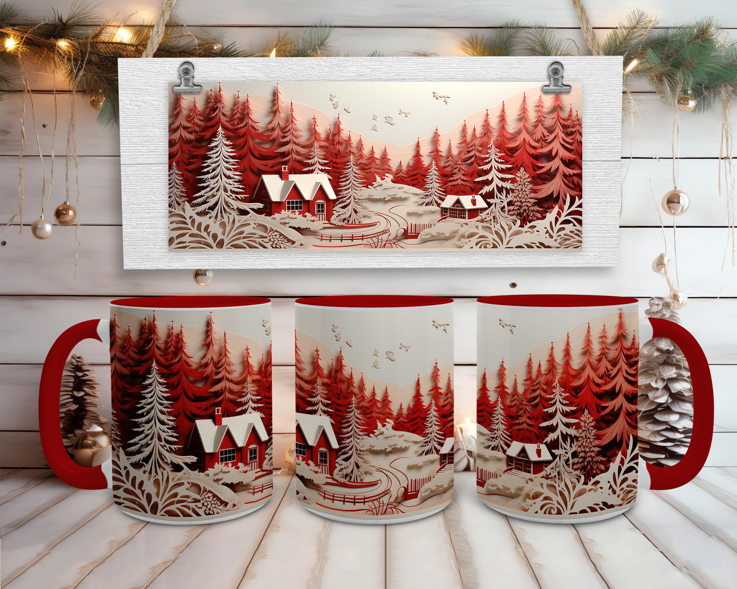 3D Christmas View Coffee Mug