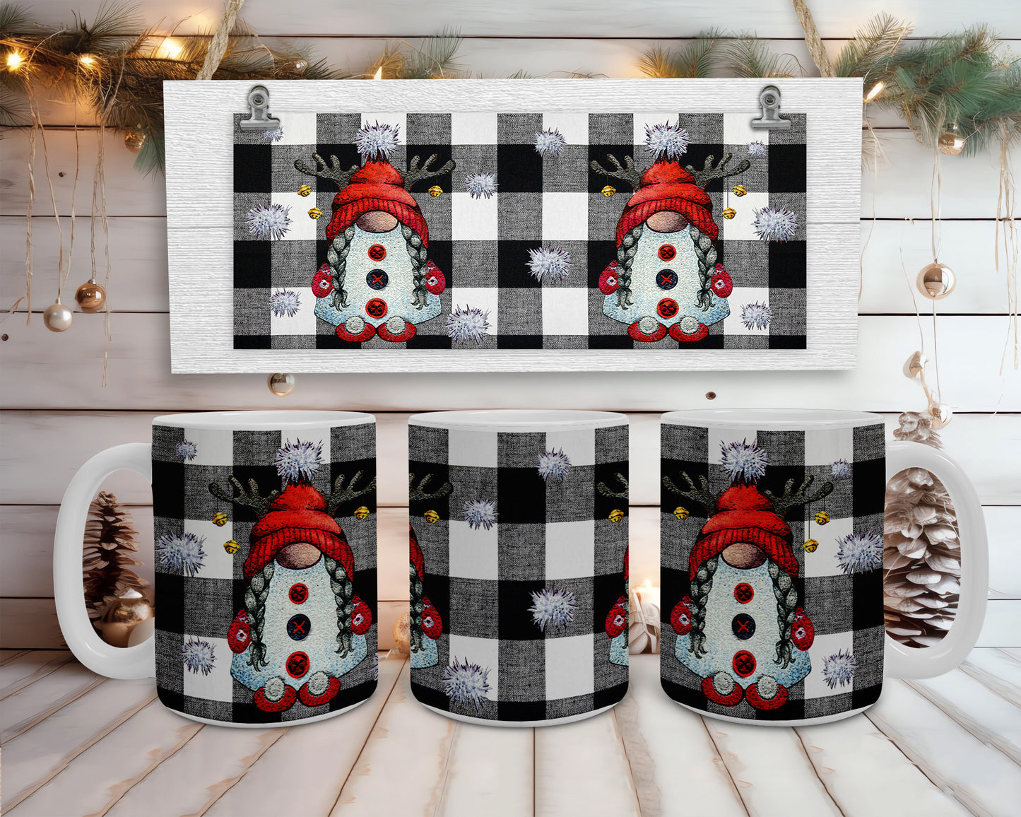 Plaid Gnomes Coffee Mug