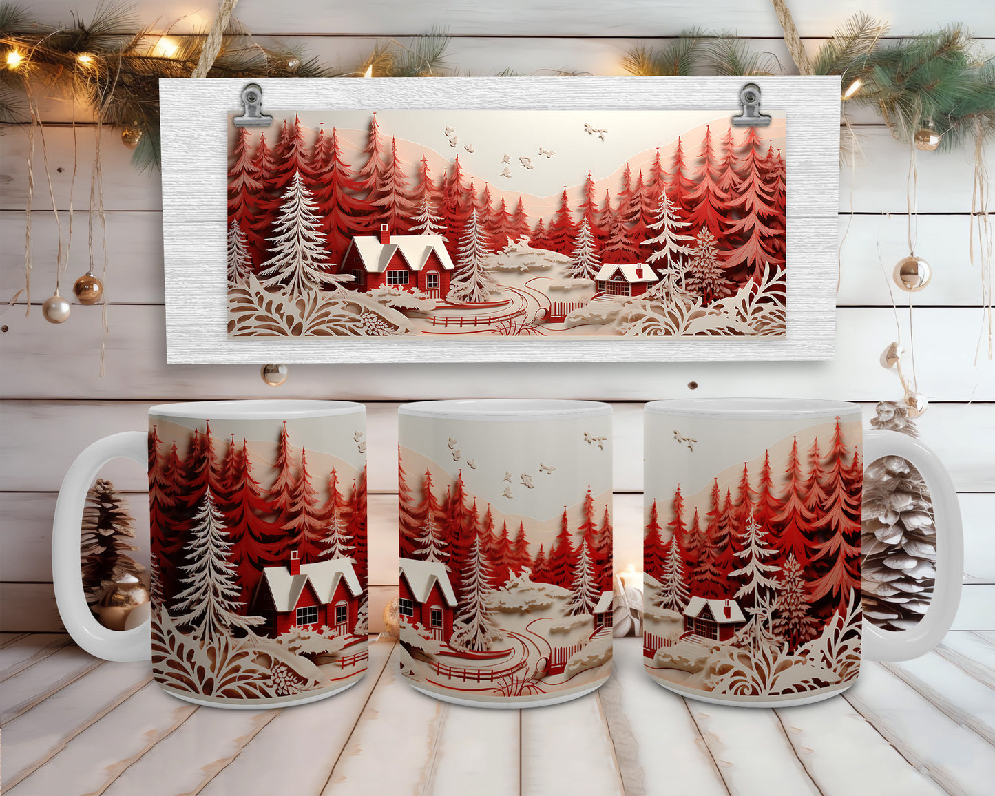 3D Christmas View Coffee Mug