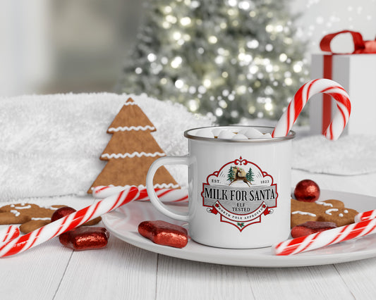 Milk For Santa - 12oz Enamel Coffee Cup