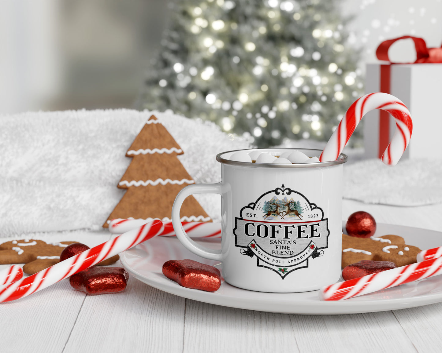 Santa's Coffee - 12oz Enamel Coffee Cup