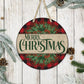 Merry Christmas Plaid Wreath - 10" Round Door Hanger
