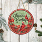 Season Greetings - Cardinals - 10" Round Door Hanger