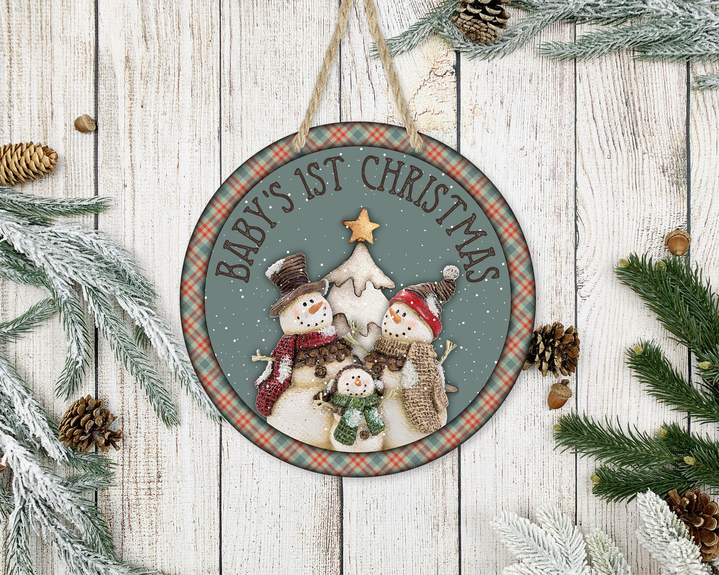 Baby's First Christmas - 10" Round Door Hanger