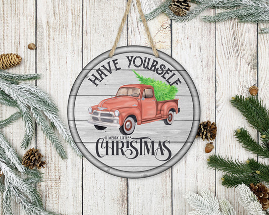Merry Little Christmas - 10" Round Door Hanger