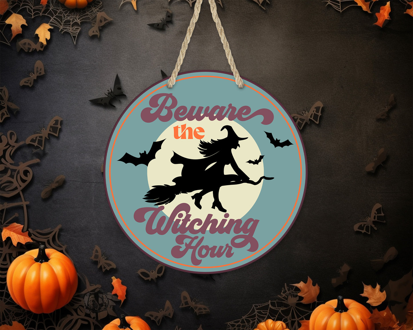 Beware the Witching Hour - 10" Round Door Hanger