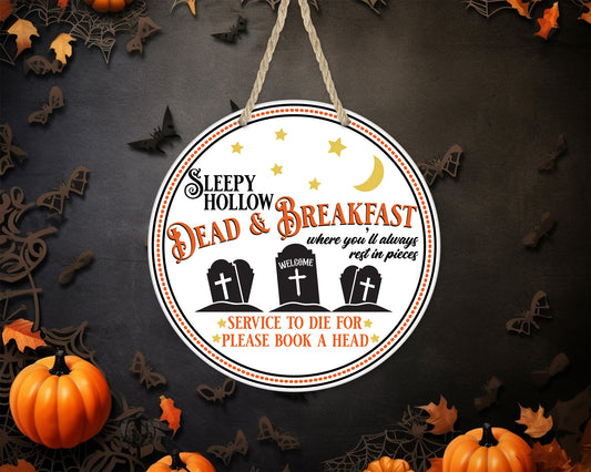 Sleepy Hollow Dead & Breakfast - 10" Round Door Hanger