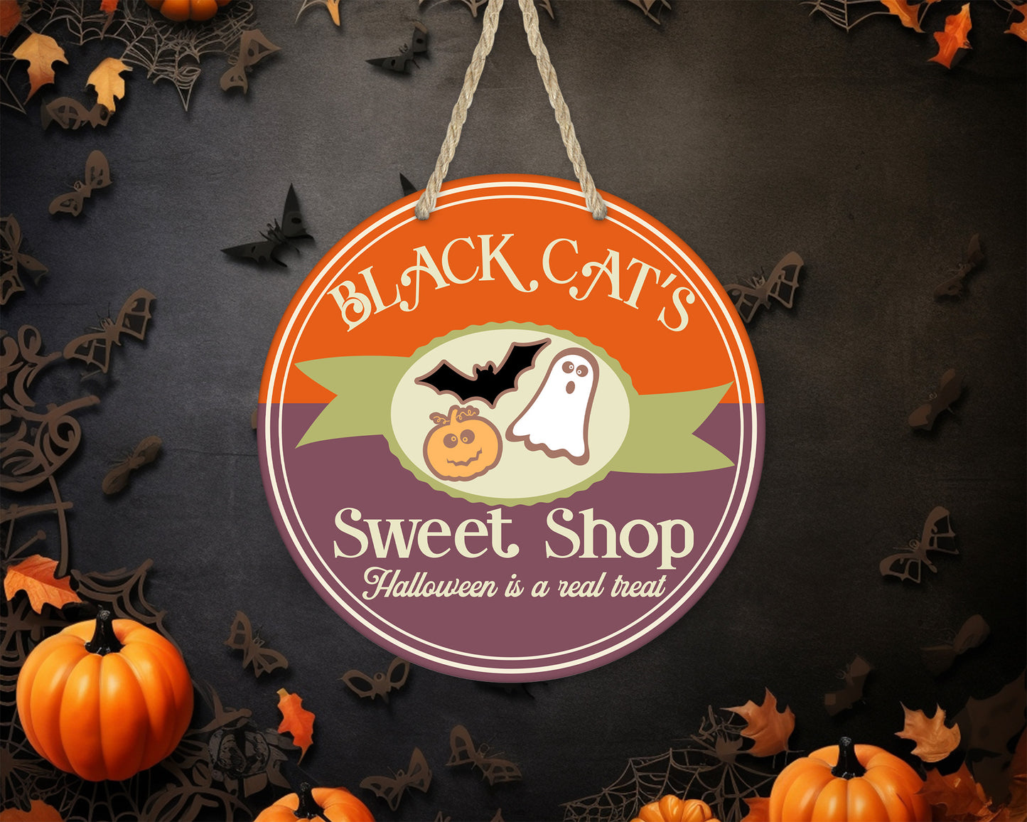Black Cat's Sweet Shop - 10" Round Door Hanger
