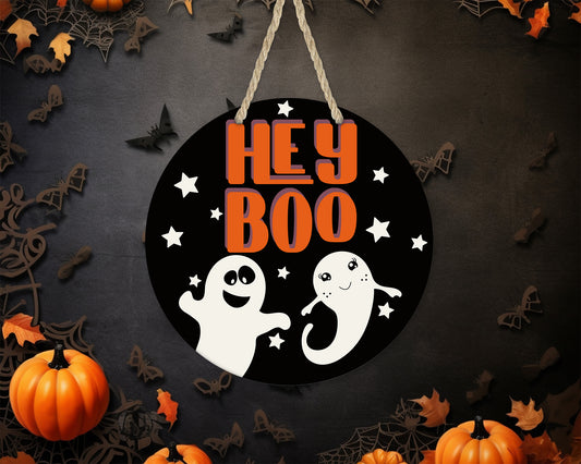 Hey Boo 2 - 10" Round Door Hanger