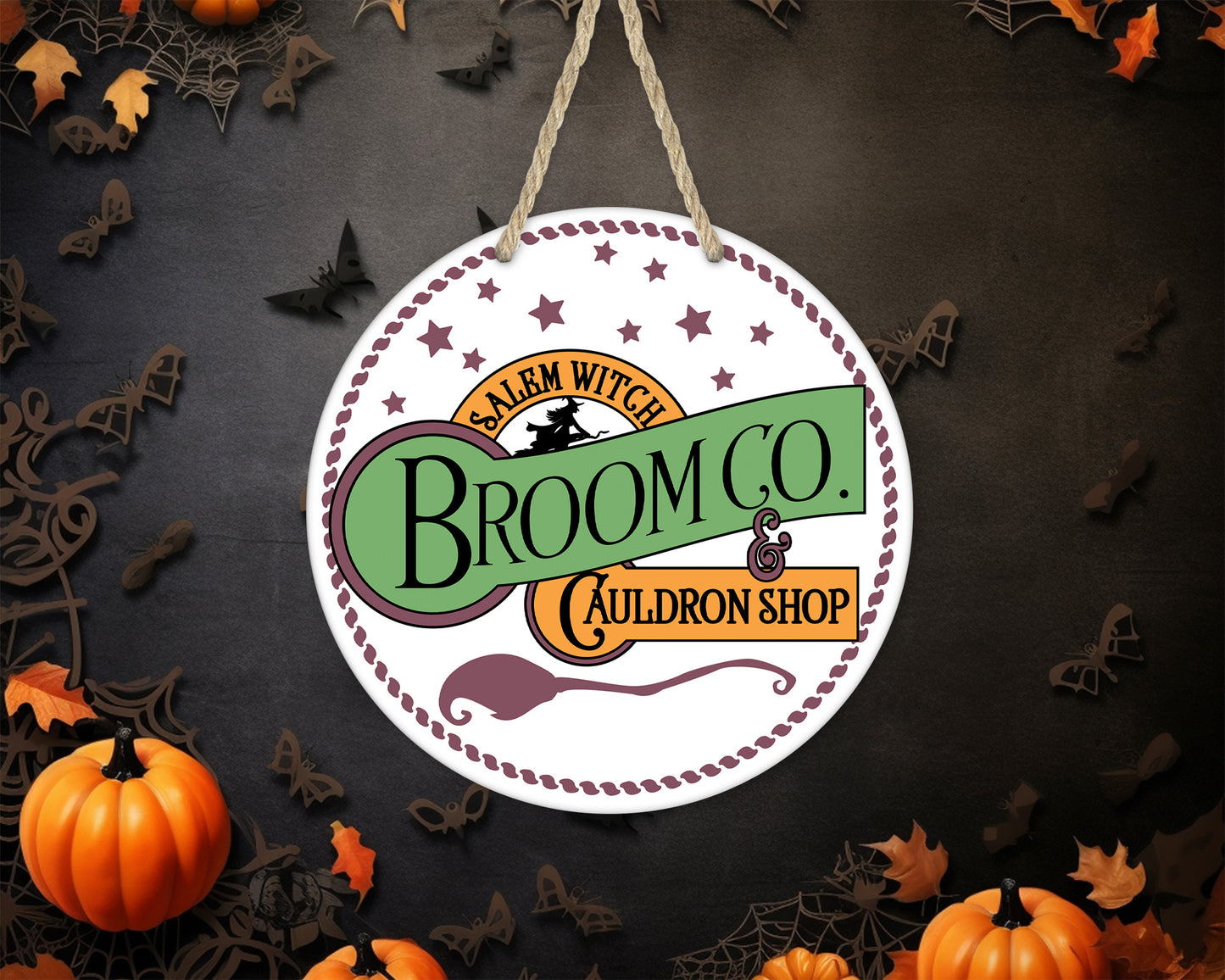Salem Witch Broom Co. - 10" Round Door Hanger