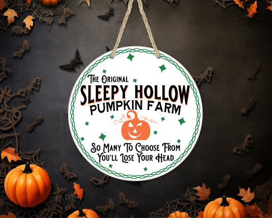 Sleepy Hollow Pumpkin Farm - 10" Round Door Hanger