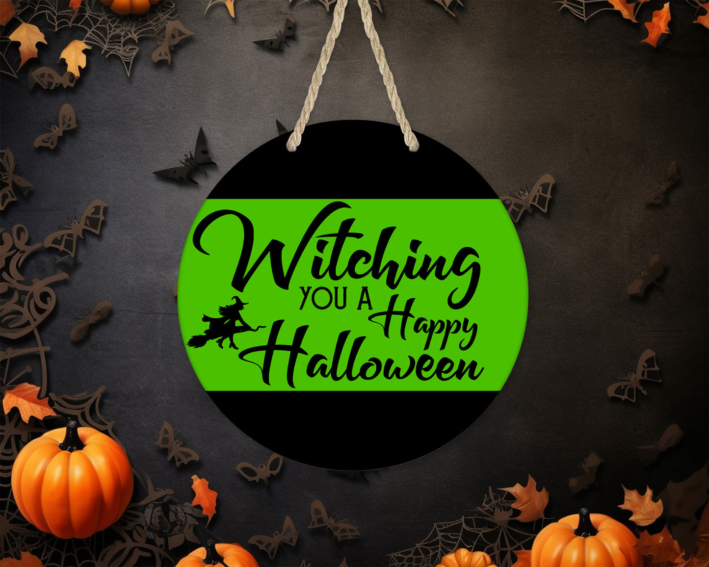 Witching You A Happy Halloween 1 - 10" Round Door Hanger
