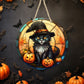 Black Cat Halloween - 10" Round Door Hanger