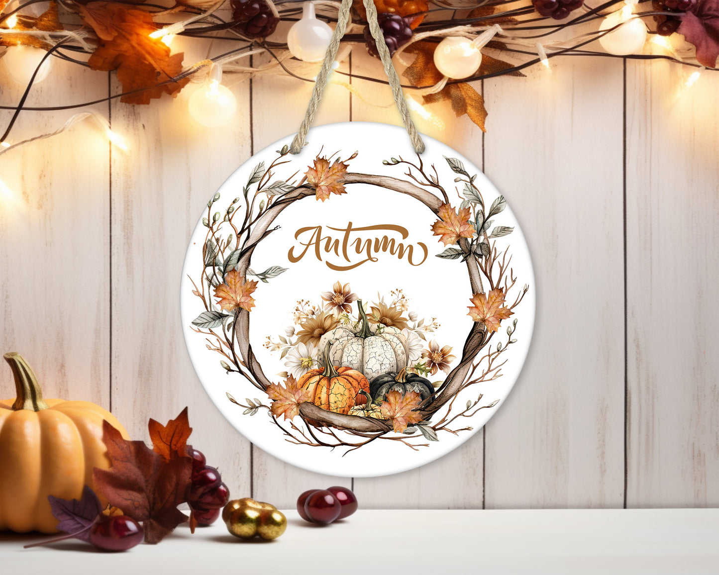 Fall Wreath - 10" Round Door Hanger