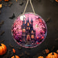 Stained Glass Old House - 10" Round Door Hanger
