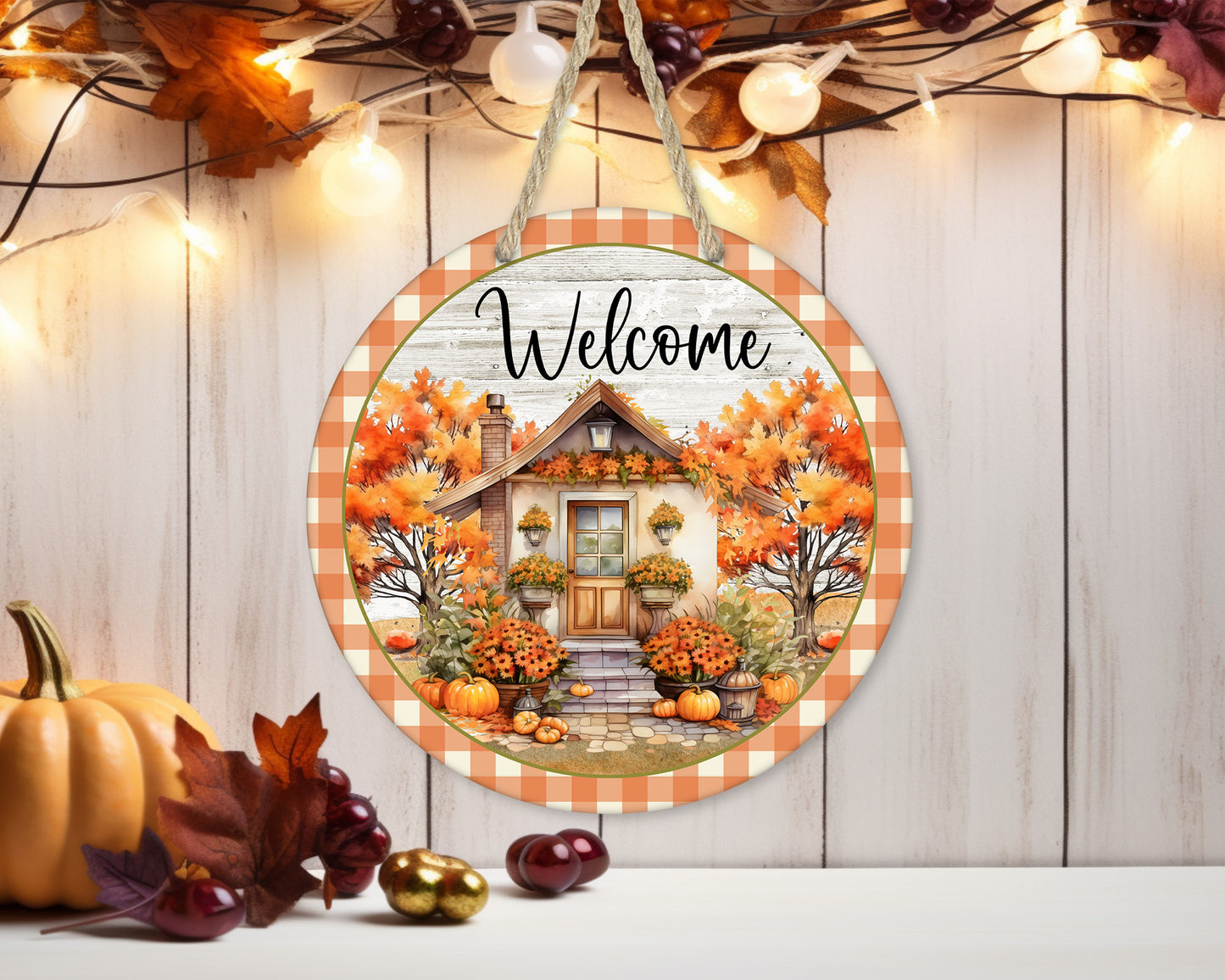 Fall Welcome - 10" Round Door Hanger