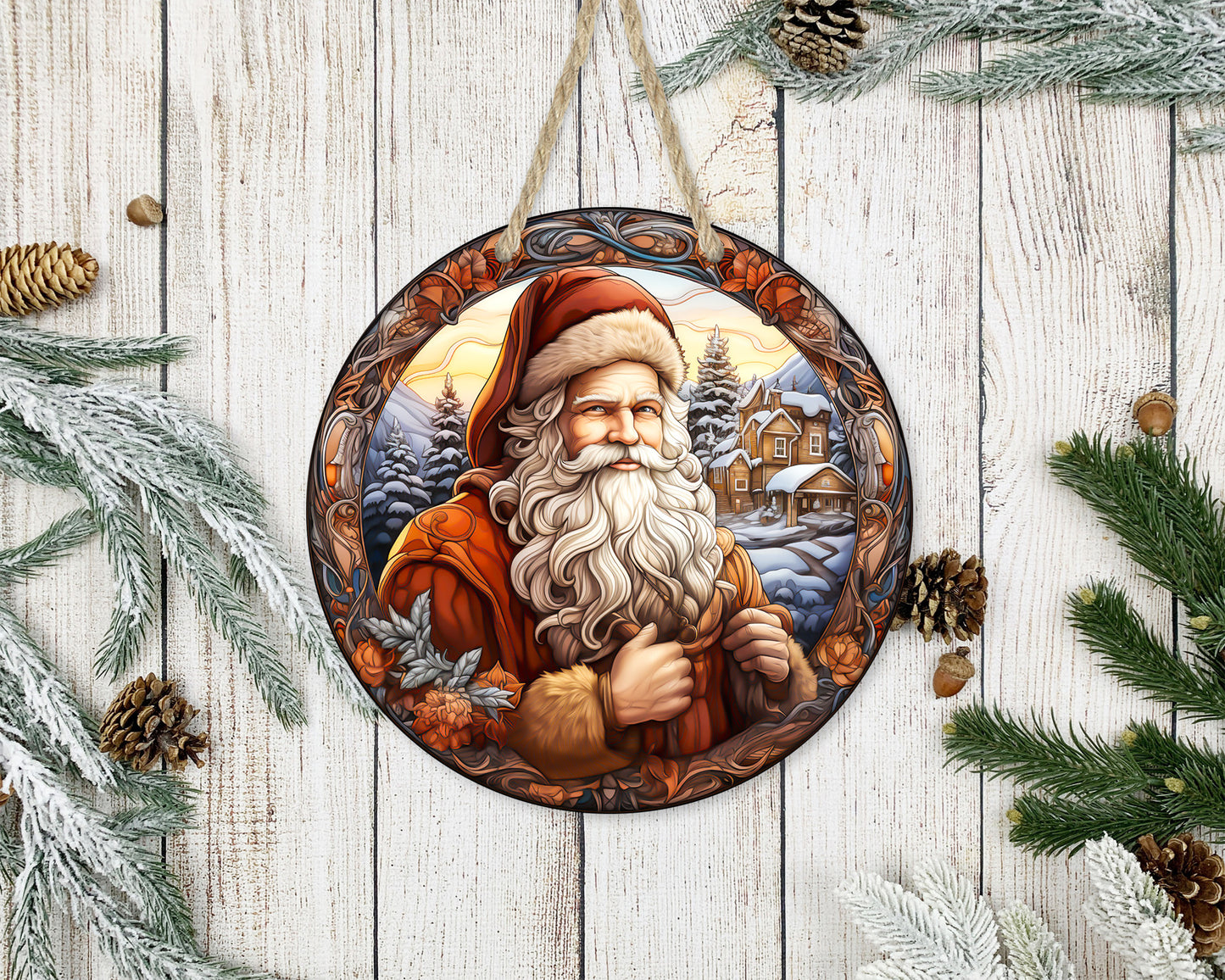 Vintage Christmas #1 - 10" Round Door Hanger
