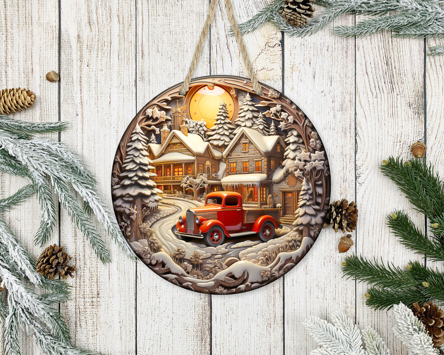 Vintage Christmas #9 - 10" Round Door Hanger