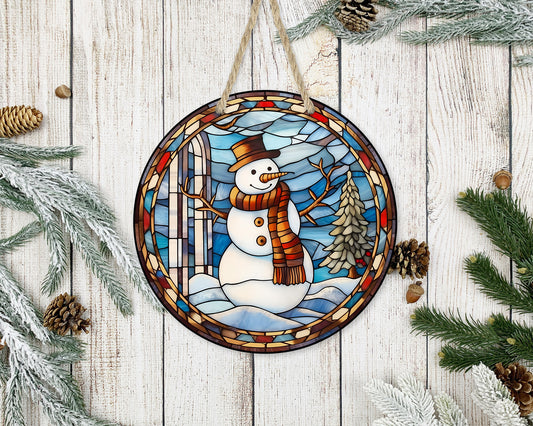 Stained Glass Christmas #28 - 10" Round Door Hanger