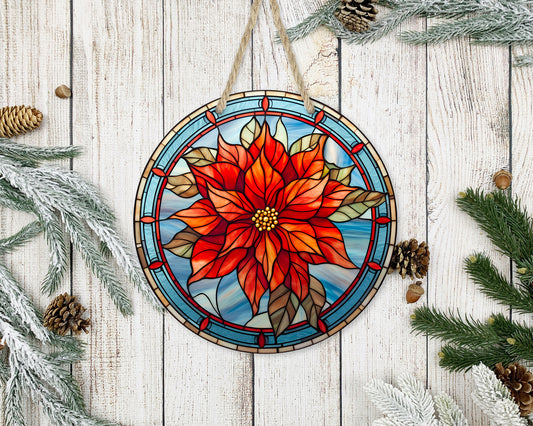 Stained Glass Christmas #29 - 10" Round Door Hanger