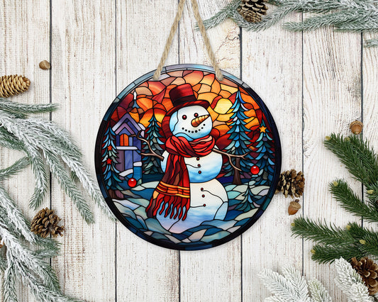 Stained Glass Christmas #34 - 10" Round Door Hanger