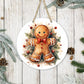Gingerbread Man - 10" Round Door Hanger