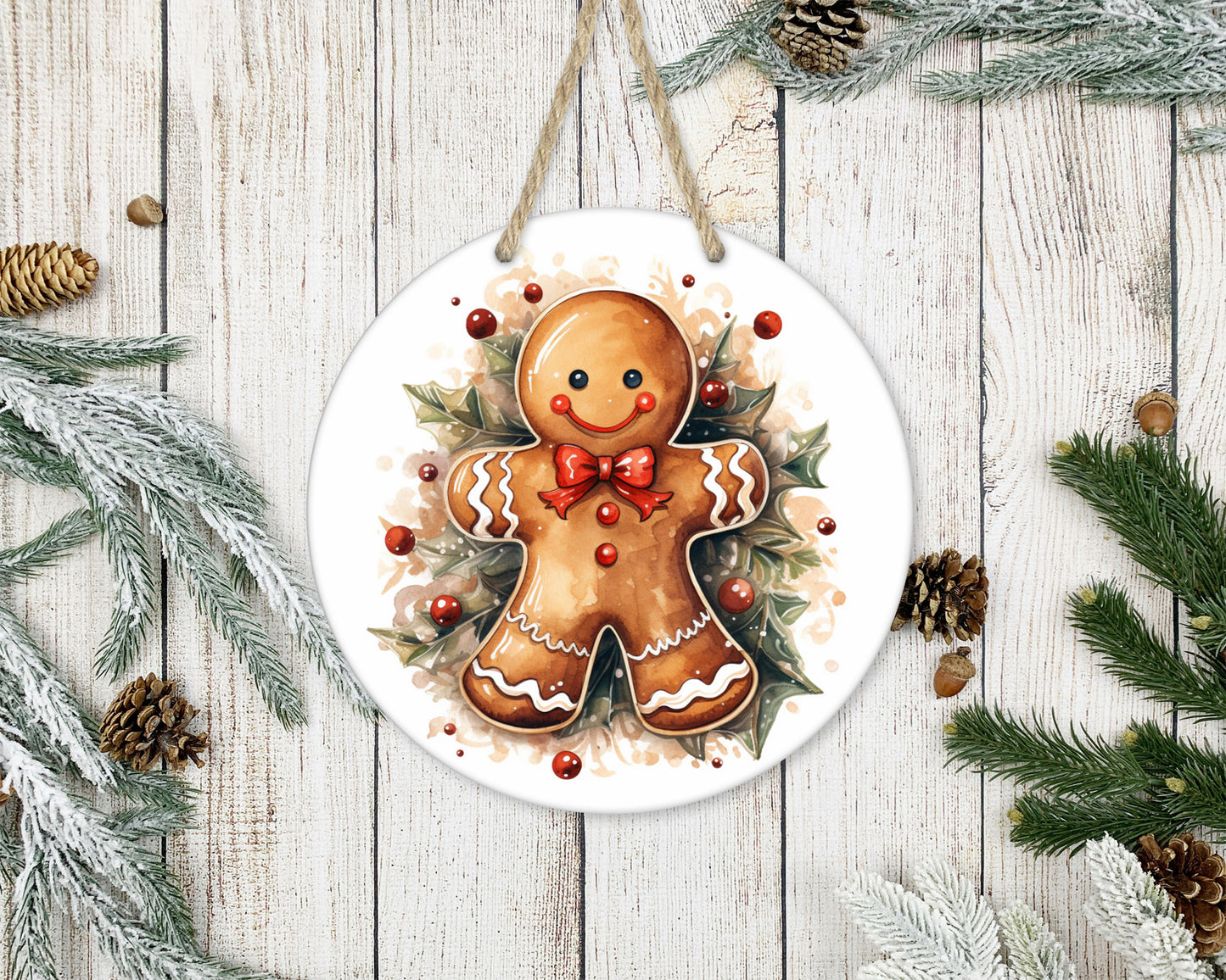 Gingerbread Man - 10" Round Door Hanger