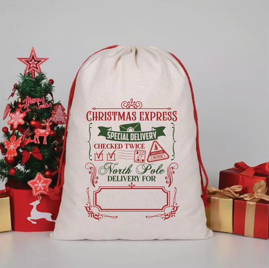 Christmas Express 1 - Christmas Canvas Drawstring Bag