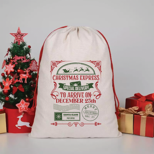 Christmas Express 2 - Christmas Canvas Drawstring Bag