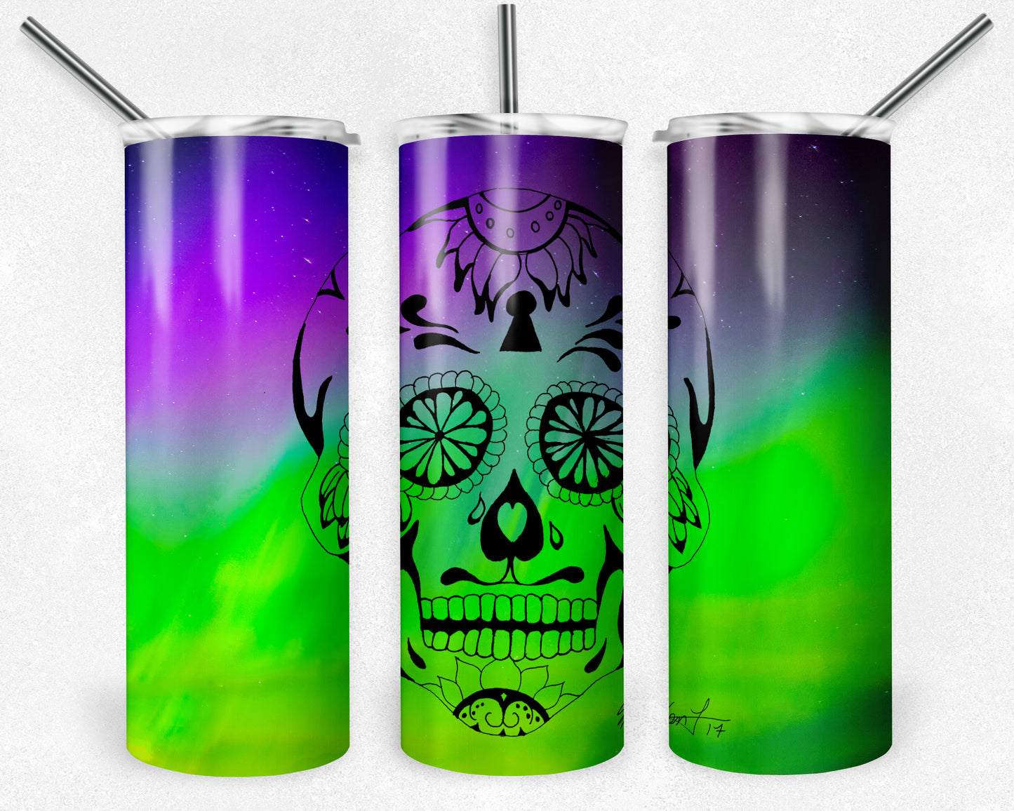 Copy of Kevin Lefebvre Sugar Skulls 2 20oz Skinny Tumbler