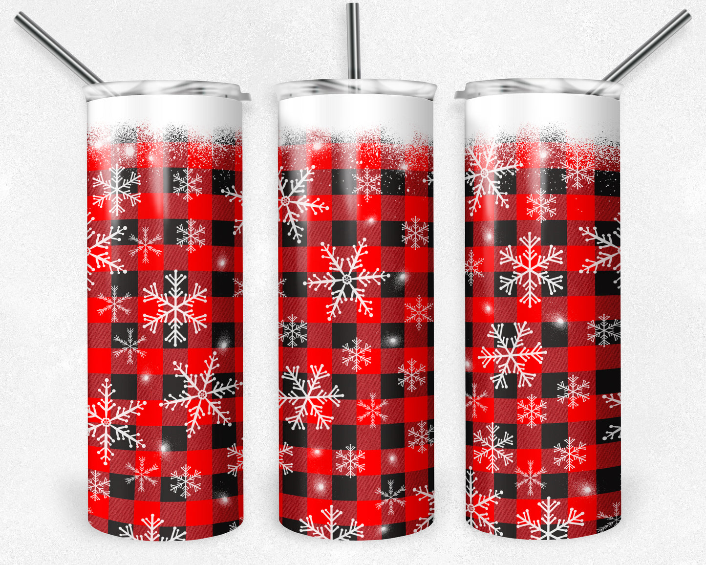 Snowflake Plaid Christmas 20oz Skinny Tumbler