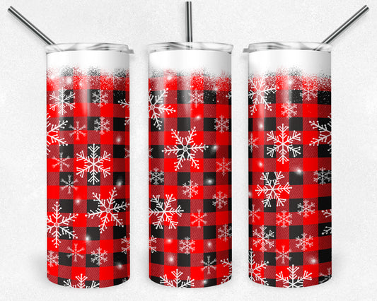 Snowflake Plaid Christmas 20oz Skinny Tumbler