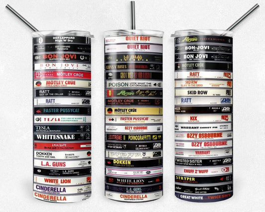 Ultimate 80's Rock Tapes 20oz Skinny Tumbler