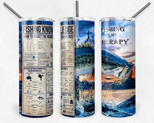 Fishing Therapy 20oz Skinny Tumbler