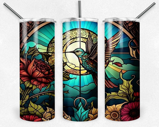 Stained Glass Hummingbird 20oz Skinny Tumbler