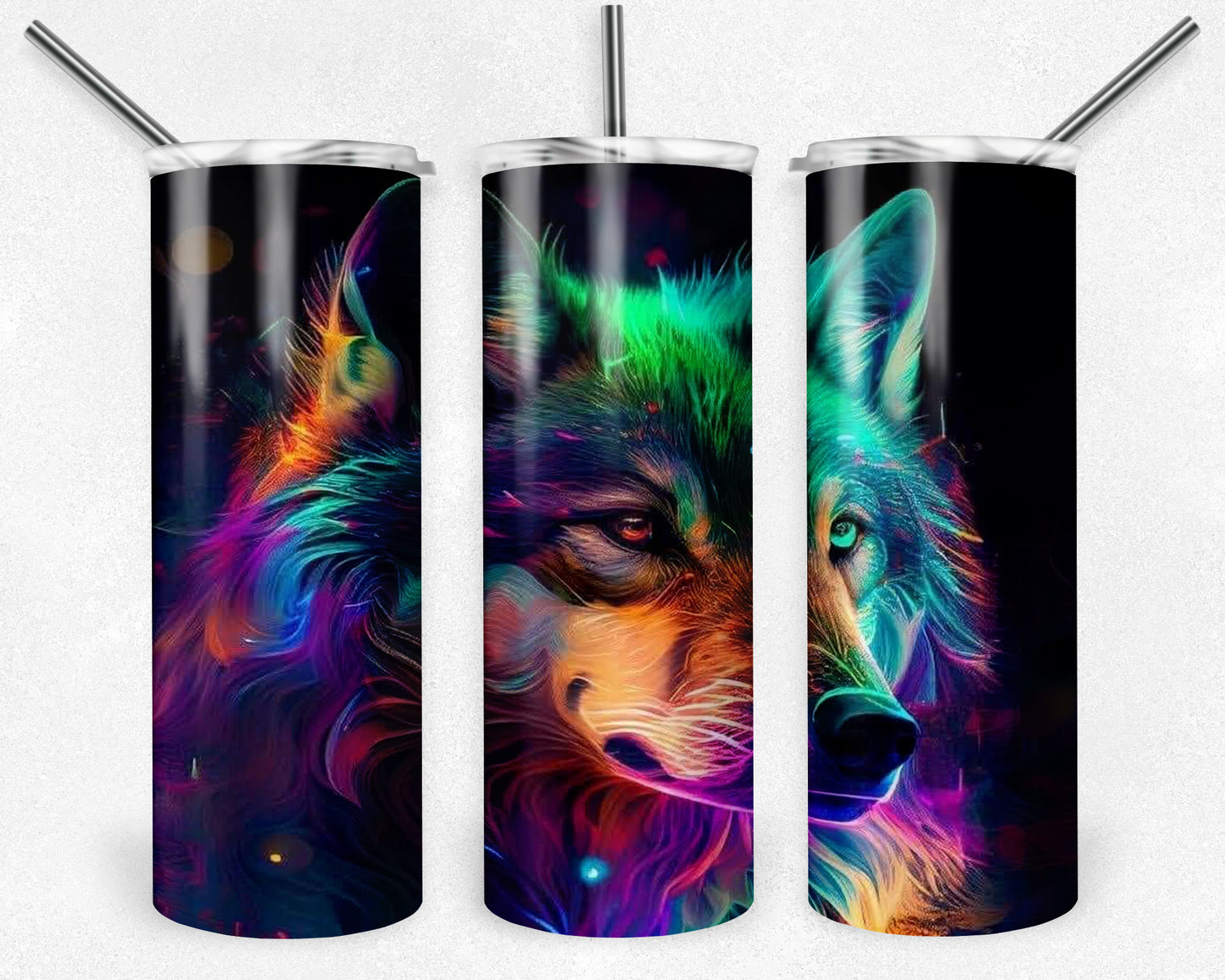 Colourful Wolf 20oz Skinny Tumbler