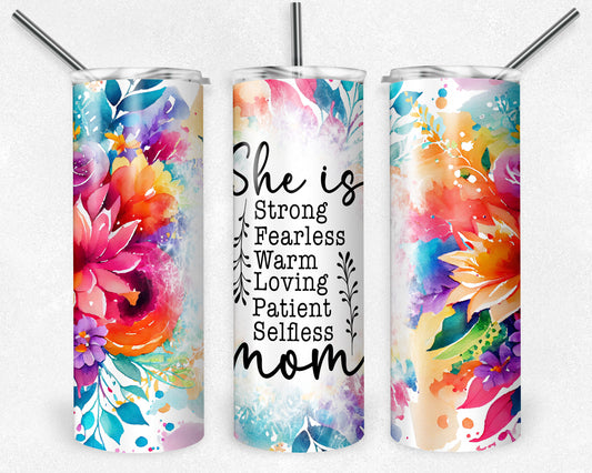 She is Mom 20oz Skinny Tumbler